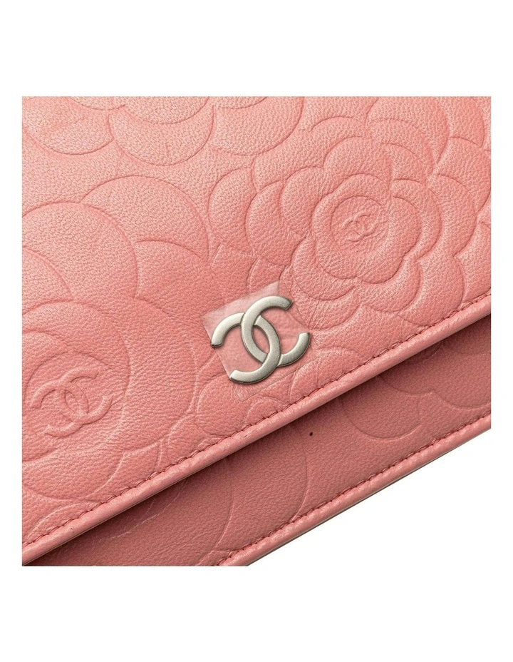 Embossed Lambskin Camellia Quilted Leather Wallet On Chain Pre-Loved image 7