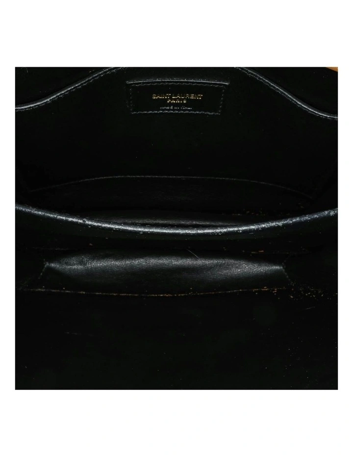 Medium Denim Crossbody with Suede Trim and Clasp Closure Pre-Loved image 4
