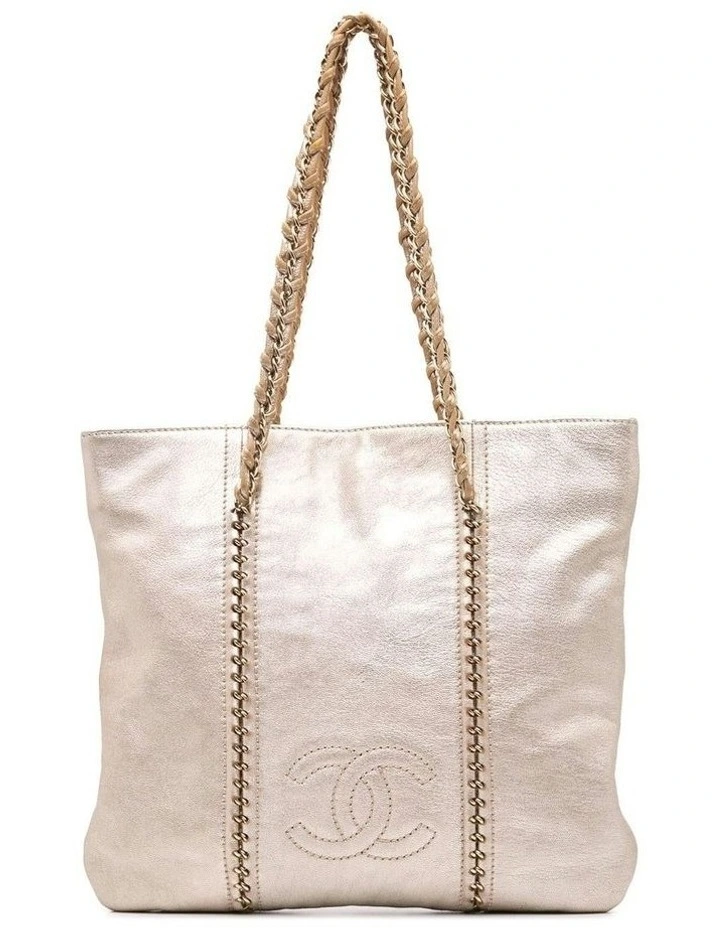 Metallic Goatskin Luxe Tote with Chain Link Straps Pre-Loved image 1