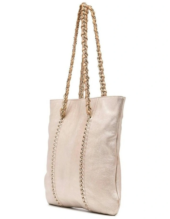 Metallic Goatskin Luxe Tote with Chain Link Straps Pre-Loved image 2