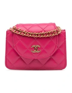 Quilted Lambskin Flap Clutch With Chain Strap Pre-Loved