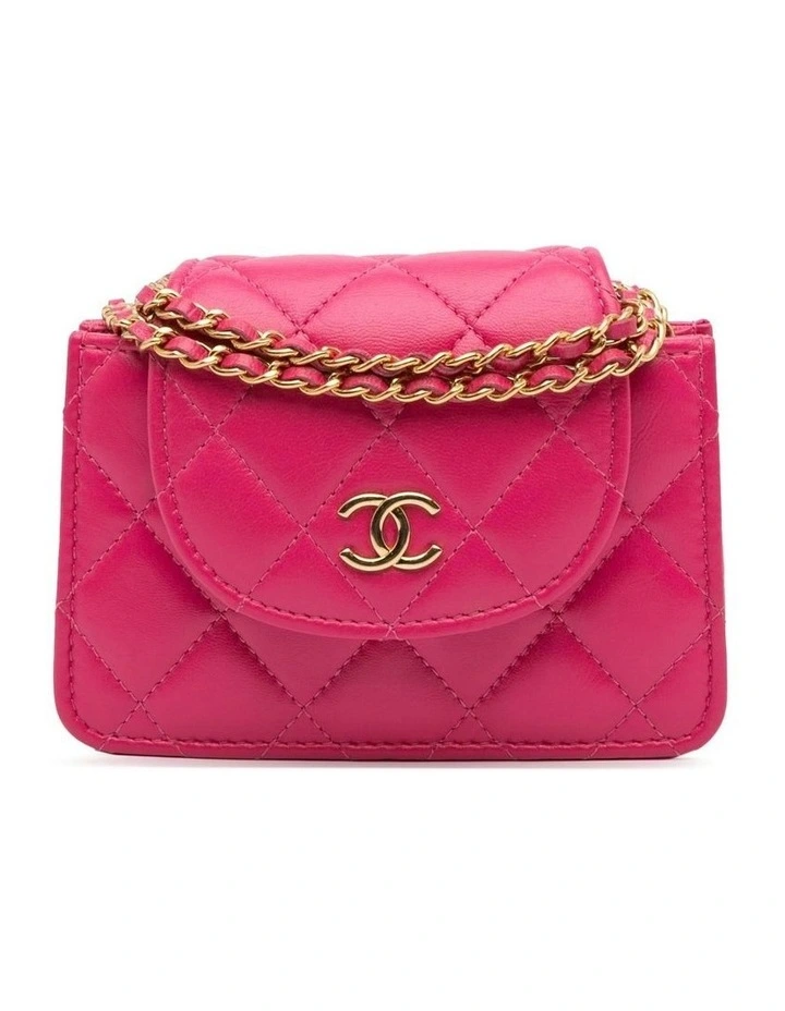 Quilted Lambskin Flap Clutch With Chain Strap Pre-Loved image 1
