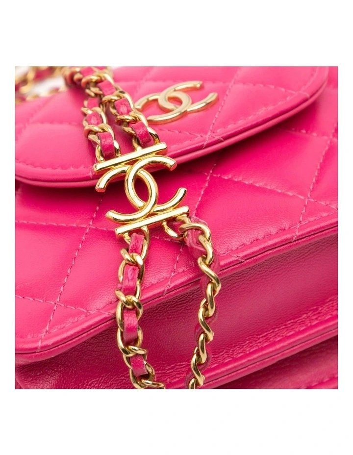 Quilted Lambskin Flap Clutch With Chain Strap Pre-Loved image 7