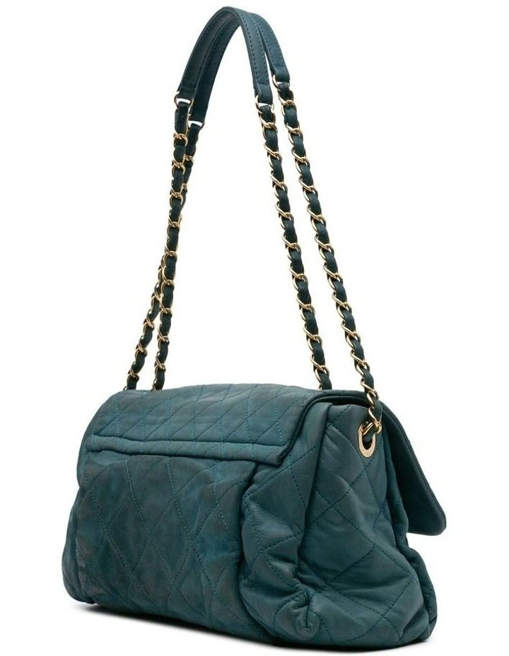 Large Iridescent Calfskin Chic Quilt Flap Shoulder Bag with Chain Straps Pre-Loved image 2
