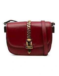 Mini Leather Crossbody with Gold-Tone Chain Detail Pre-Loved