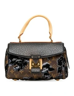 Monogram Canvas Bag with Floral Sequin Embellishments and Vachetta Leather Handle Pre-Loved