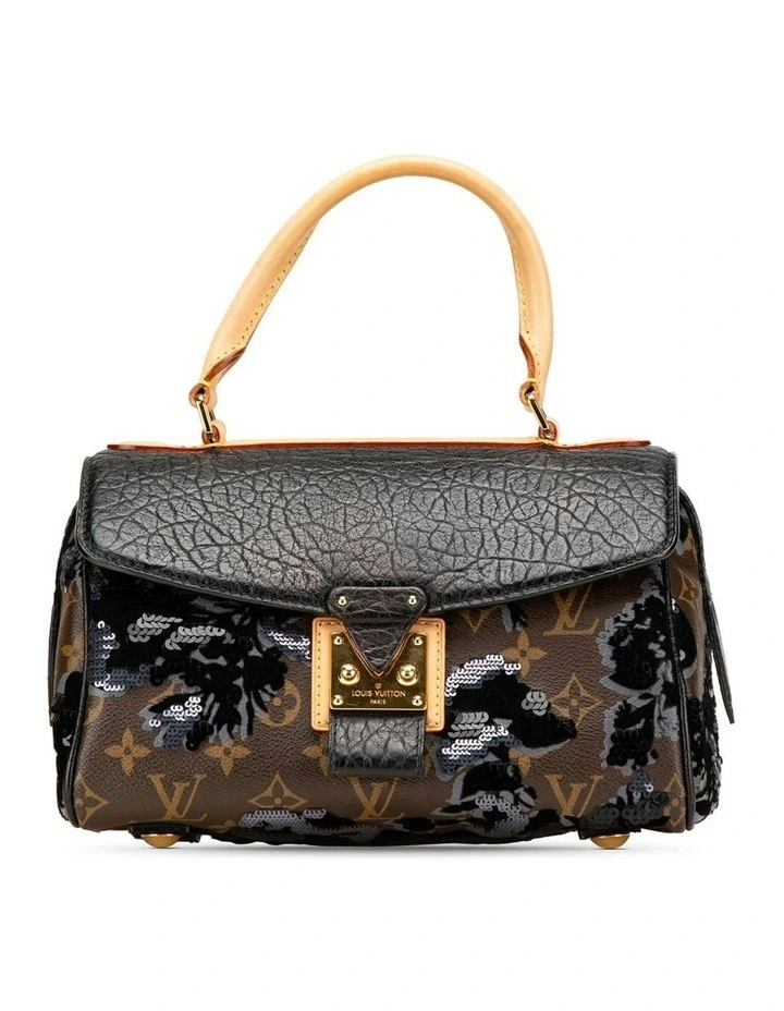 Monogram Canvas Bag with Floral Sequin Embellishments and Vachetta Leather Handle Pre-Loved image 1