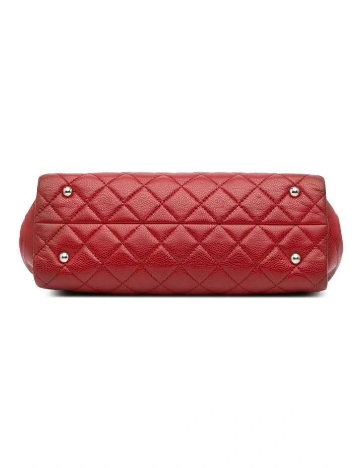 Quilted Leather Frame Shopping Tote with Chain Straps and Zip Pocket Pre-Loved image 3