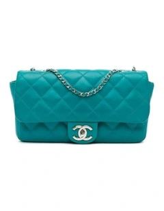 Quilted Lambskin Flap Bag with Chain Strap and Twist Lock Pre-Loved