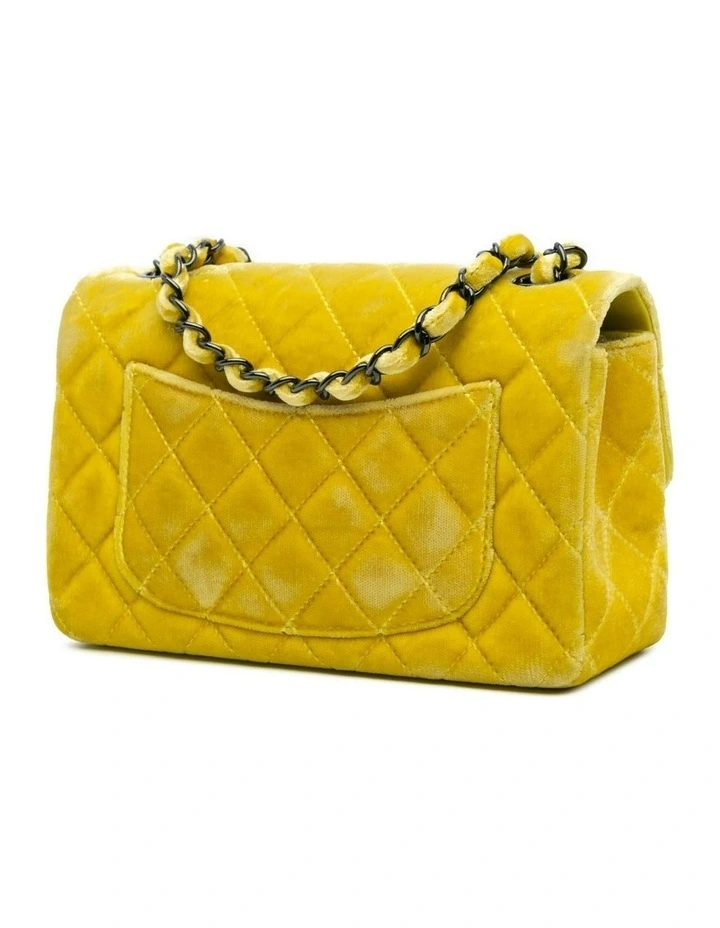 Mini Rectangular Classic Velvet Flap Bag with Chain Strap and Turn Lock Closure Pre-Loved image 2