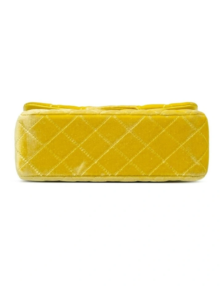 Mini Rectangular Classic Velvet Flap Bag with Chain Strap and Turn Lock Closure Pre-Loved image 3