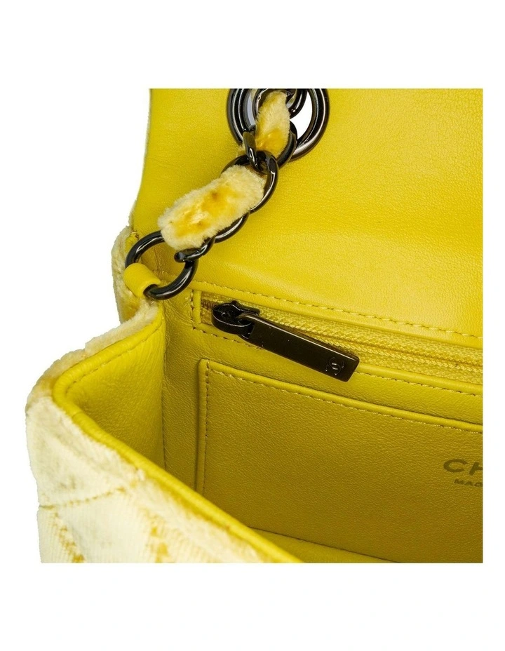 Mini Rectangular Classic Velvet Flap Bag with Chain Strap and Turn Lock Closure Pre-Loved image 6