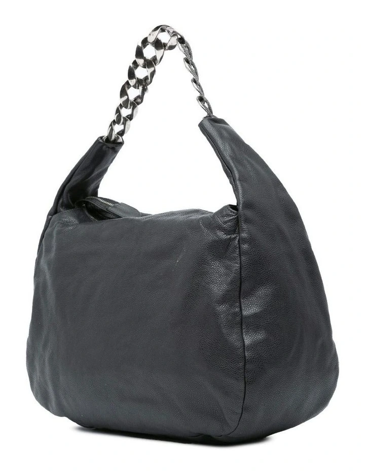 Caviar Leather Hobo Bag with Chain Strap and Top Zip Closure Pre-Loved image 2