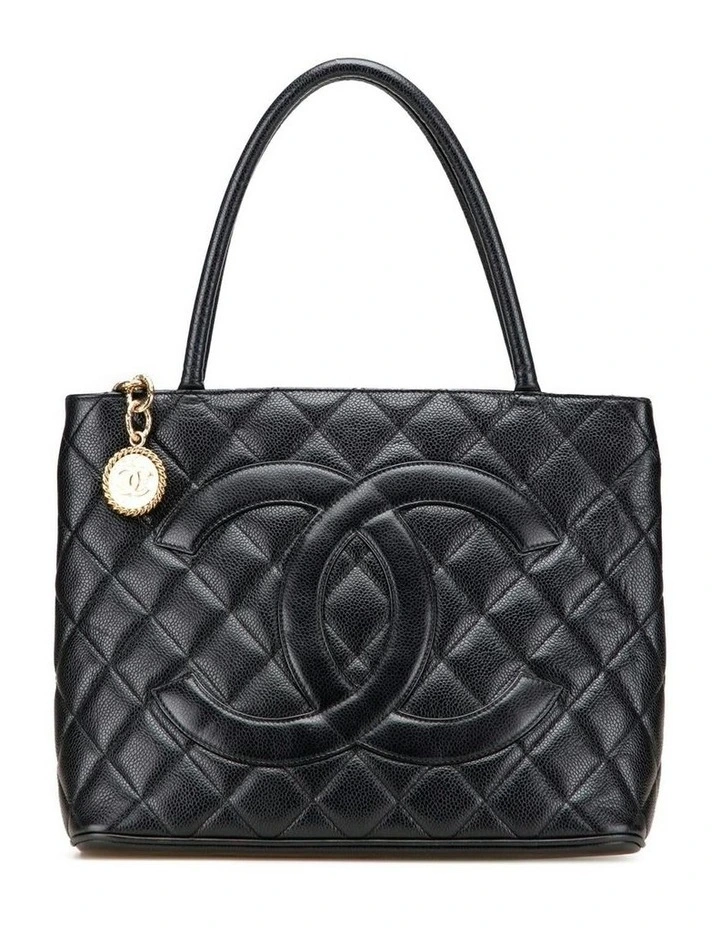 Quilted Leather Tote Bag with Chain Detail Pre-Loved image 1