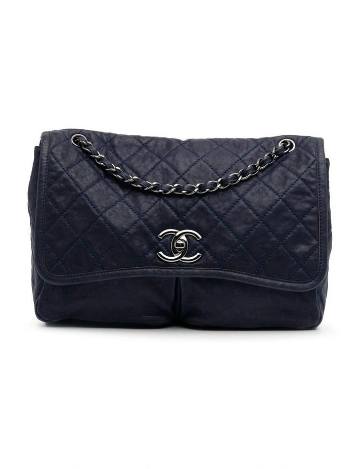 Quilted Leather Shoulder Bag with Chain Strap and Turn-Lock Closure Pre-Loved image 1