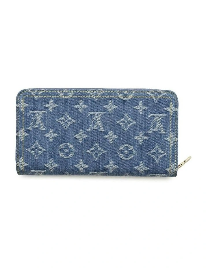 Printed Denim Zip Around Wallet with Embroidered Cherry Design Pre-Loved image 2