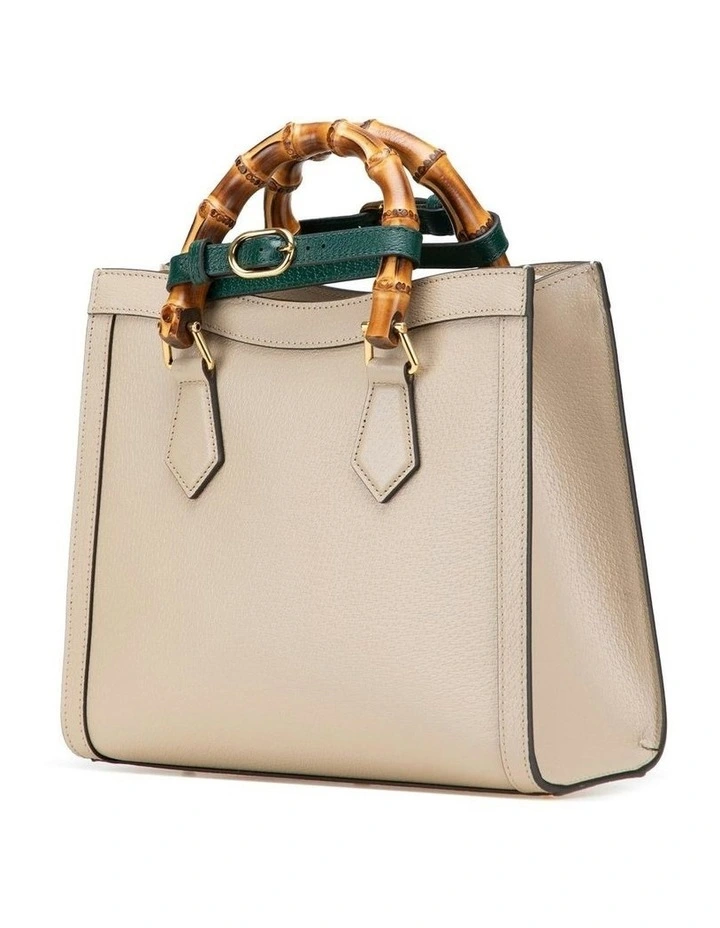 Elegant Top Handle Leather Handbag with Bamboo Accents and Shoulder Strap Pre-Loved image 2