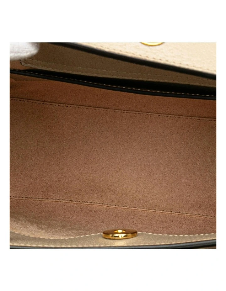 Elegant Top Handle Leather Handbag with Bamboo Accents and Shoulder Strap Pre-Loved image 4
