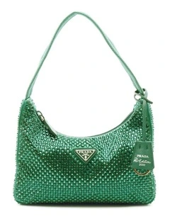 Elegant Textile Shoulder Bag with Sparkling Embellishments Party Clutch Pre-Loved