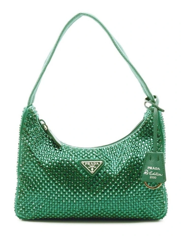 Elegant Textile Shoulder Bag with Sparkling Embellishments Party Clutch Pre-Loved image 1