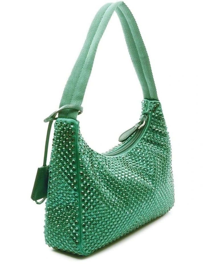 Elegant Textile Shoulder Bag with Sparkling Embellishments Party Clutch Pre-Loved image 2