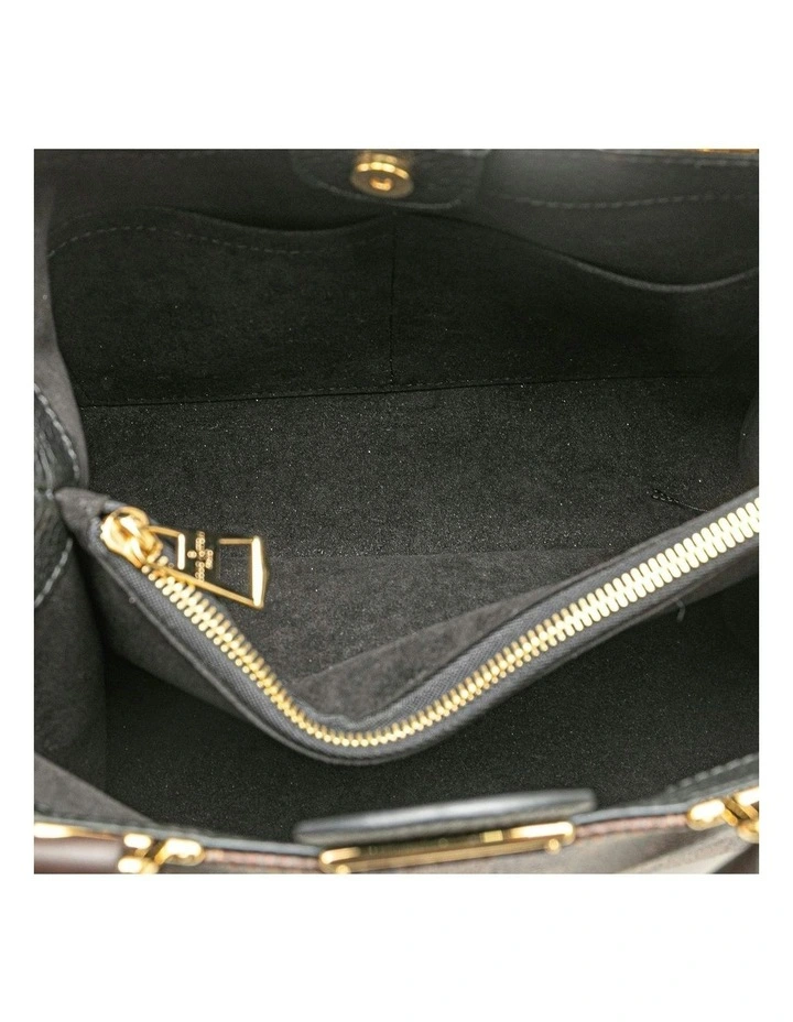 Structured Leather Satchel with Shoulder Strap and Handle Pre-Loved image 4