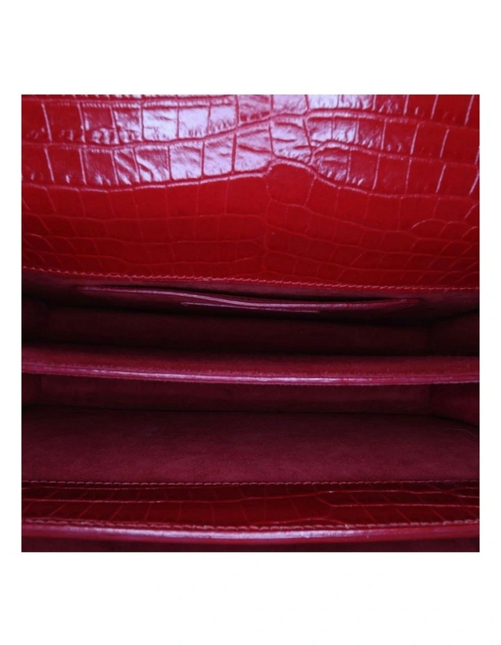 Medium Croc Embossed Leather Crossbody Bag with Chain Strap and Interior Pockets Pre-Loved image 5