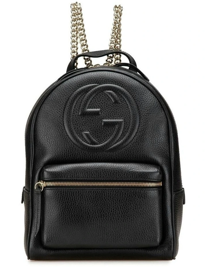 Leather Chain Backpack with Zip Closure and Interior Slip Pockets Pre-Loved image 1