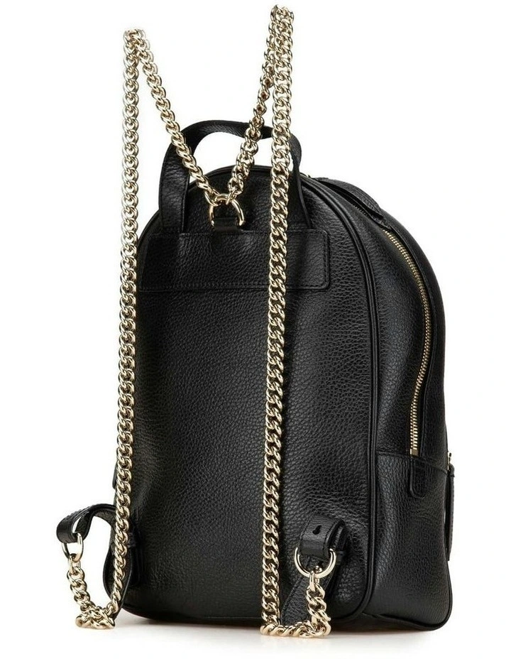 Leather Chain Backpack with Zip Closure and Interior Slip Pockets Pre-Loved image 2