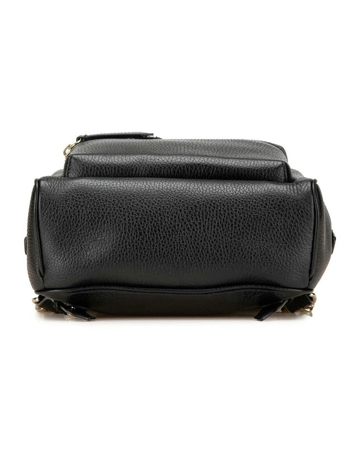 Leather Chain Backpack with Zip Closure and Interior Slip Pockets Pre-Loved image 3