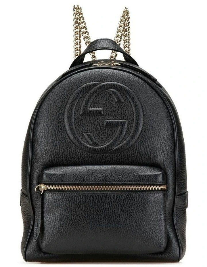 Leather Chain Backpack with Zip Closure and Multiple Pockets Pre-Loved image 1