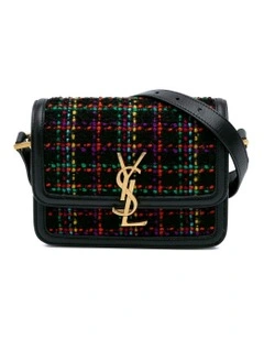 Small Tweed Crossbody Bag with Leather Trim Pre-Loved