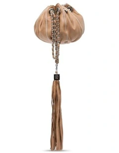 Mini Lambskin and Satin Reversible Clutch with Tassel Detail Pre-Loved