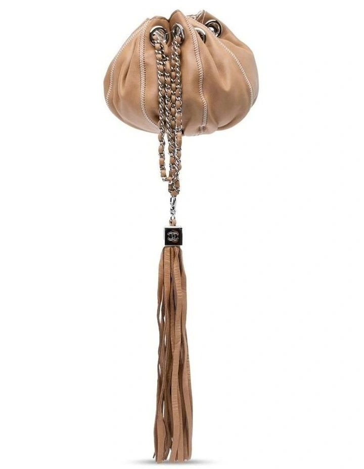 Mini Lambskin and Satin Reversible Clutch with Tassel Detail Pre-Loved image 1