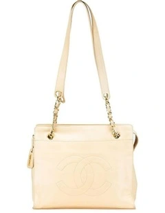 Lambskin Leather Chain Tote with Slip Pockets Pre-Loved