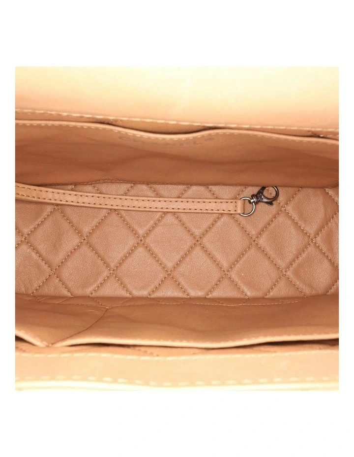 Calfskin Stitched Urban Luxury Top Handle Bag with Chain Strap Pre-Loved image 4