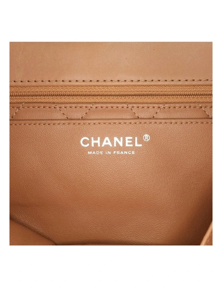 Calfskin Stitched Urban Luxury Top Handle Bag with Chain Strap Pre-Loved image 5