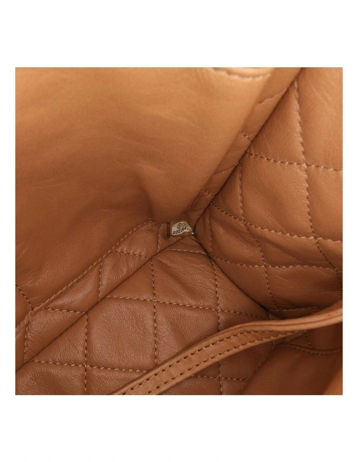 Calfskin Stitched Urban Luxury Top Handle Bag with Chain Strap Pre-Loved image 6