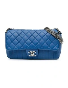 Quilted Leather Multi Chain Flap Shoulder Bag with Turnlock Closure Pre-Loved