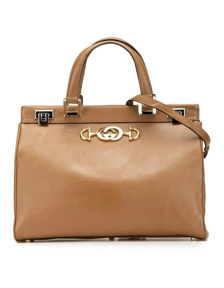 Medium Leather Top Handle Bag with Dual Closures and Interior Pockets Pre-Loved image 1