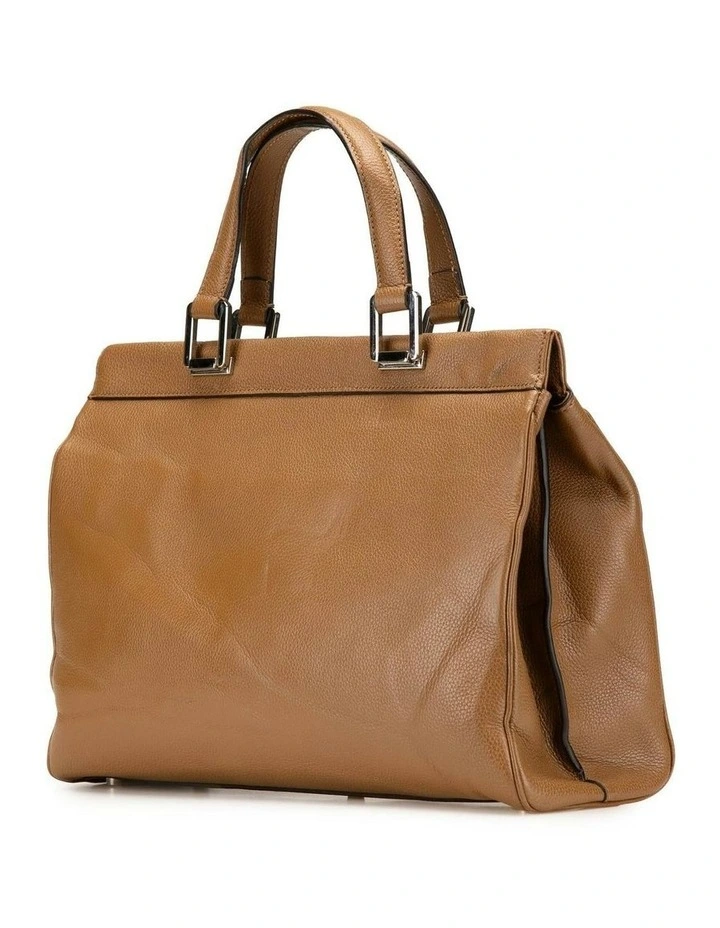 Medium Leather Top Handle Bag with Dual Closures and Interior Pockets Pre-Loved image 2