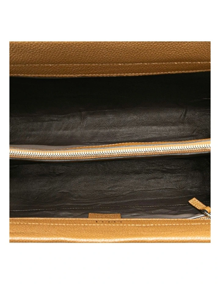 Medium Leather Top Handle Bag with Dual Closures and Interior Pockets Pre-Loved image 4