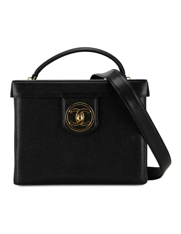 Caviar Leather Vanity Case with Top Handle and Detachable Shoulder Strap Pre-Loved image 1
