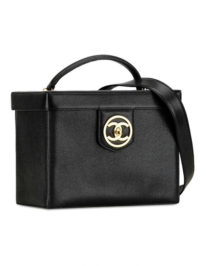 Caviar Leather Vanity Case with Top Handle and Detachable Shoulder Strap Pre-Loved image 2