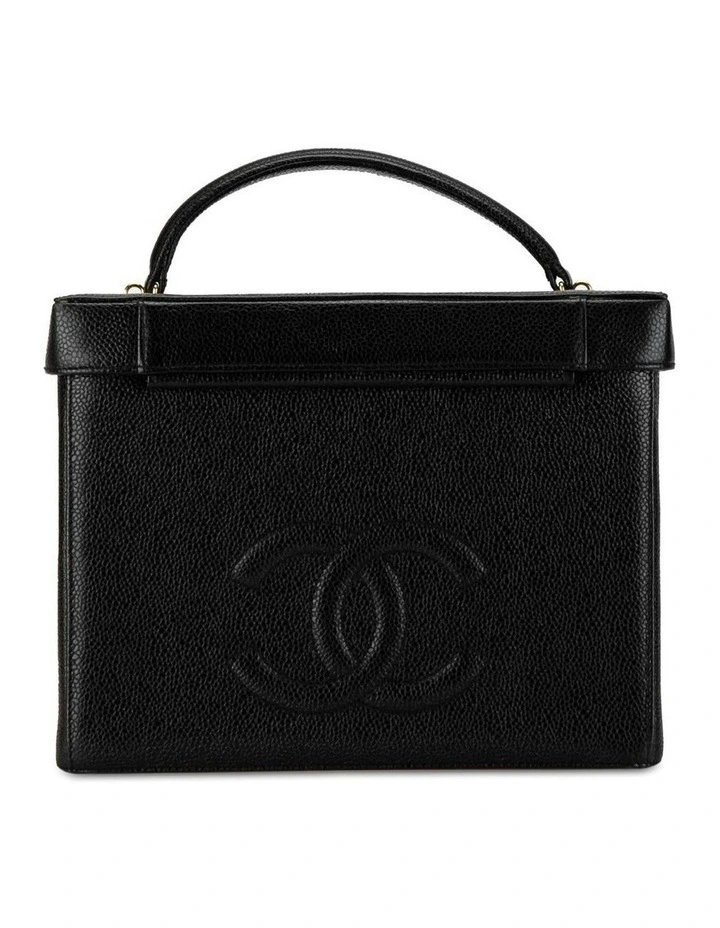 Caviar Leather Vanity Case with Top Handle and Detachable Shoulder Strap Pre-Loved image 3