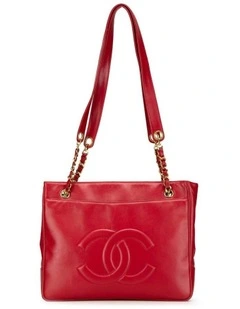Lambskin Leather Chain Tote with Zip Closure Pre-Loved