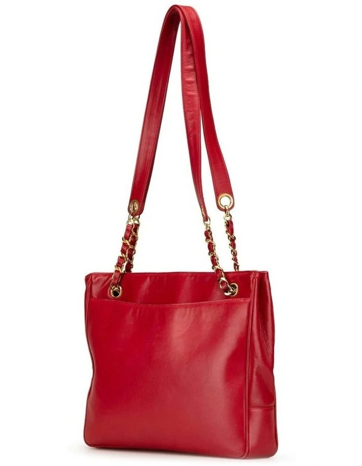 Lambskin Leather Chain Tote with Zip Closure Pre-Loved image 2