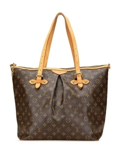 Monogram Canvas Tote with Vachetta Leather Trim and Top Zip Closure Pre-Loved