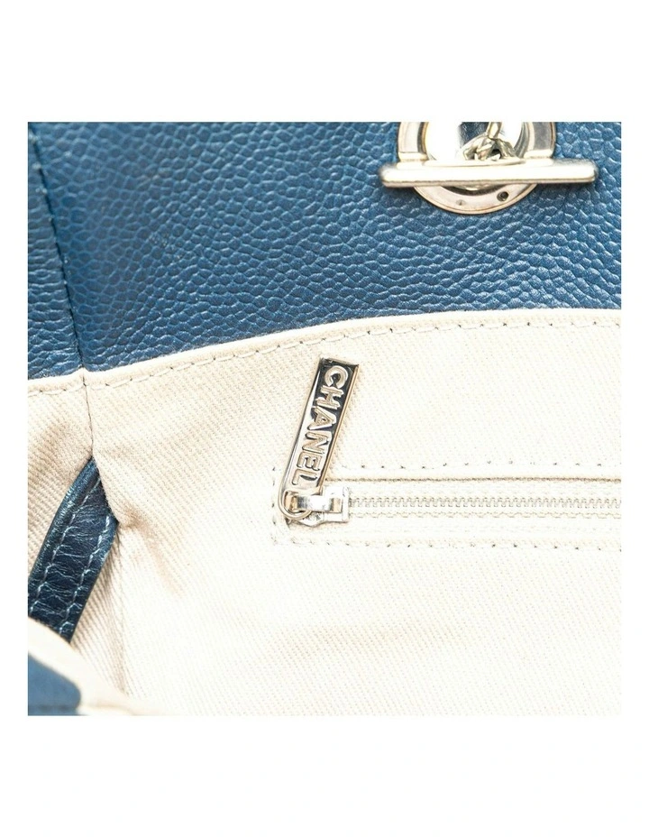 Small Glazed Calfskin and Caviar Leather Deauville Tote with Chain Straps and Magnetic Closure Pre-Loved image 7