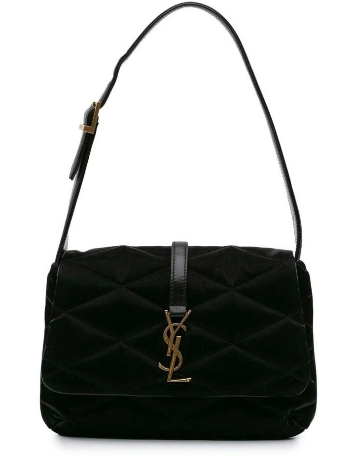 Quilted Satin Shoulder Bag with Adjustable Strap and Magnetic Closure Pre-Loved image 1